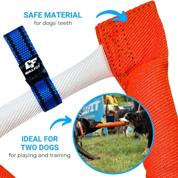 BullFit Horseshoe Dog Bite Tug Toy Tug of War Dog Toy for 2 Dogs to Play Green - Picture 8 of 8